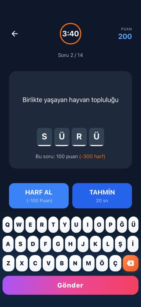 Söz Meydanı solo mod ekran görüntüsü
