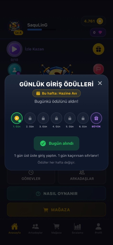Günlük ödüller